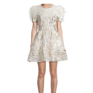 Black Halo Chadwick Feather & Jacquard Minidress